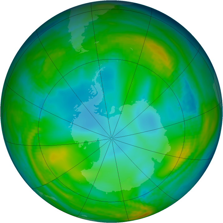 Antarctic ozone map for 07 June 1981
